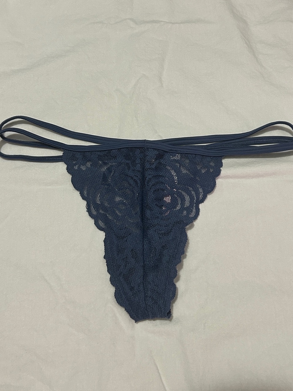 Navy Lace Strappy Thong